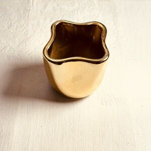 Vintage Ceramic Gold Coated Vase/Pencil Pen/Trinket Holder/ Accent Decor